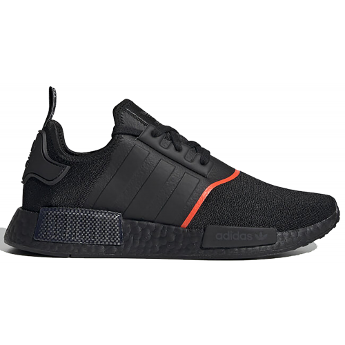 Кроссы adidas NMD R1 Core Black Solar Red Line - мужская сетка размеров