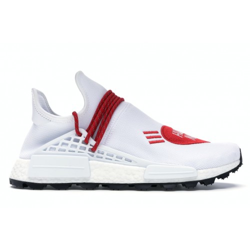 Кроссы adidas NMD HU Pharrell Human Made White Red - мужская сетка размеров