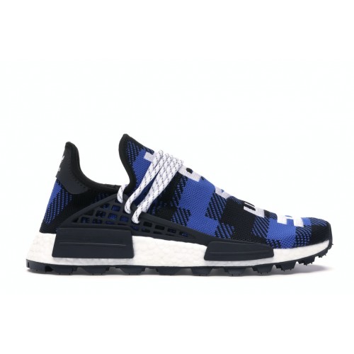 Кроссы adidas NMD Hu Pharrell x BBC Blue Plaid - мужская сетка размеров