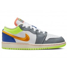 Подростковые Jordan 1 Low White Coconut Milk Ghost Green Laser Orange (GS)