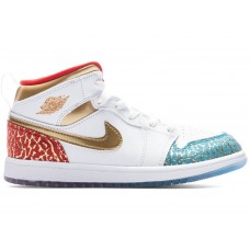 Детские кроссовки Jordan 1 Mid Sneaker School NC to Chi (PS)