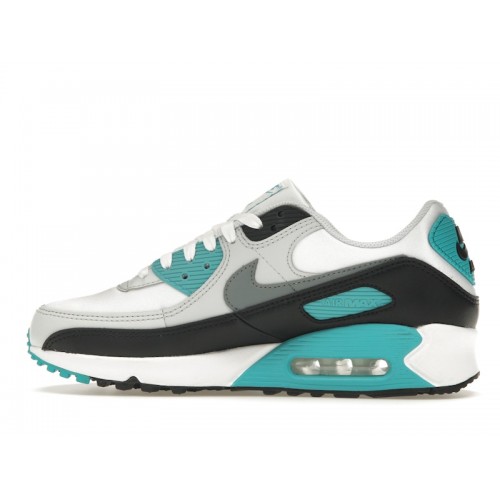 Кроссы Nike Air Max 90 White Teal Nebula (W) - женская сетка размеров