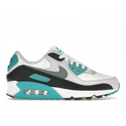 Кроссы Nike Air Max 90 White Teal Nebula (W) - женская сетка размеров