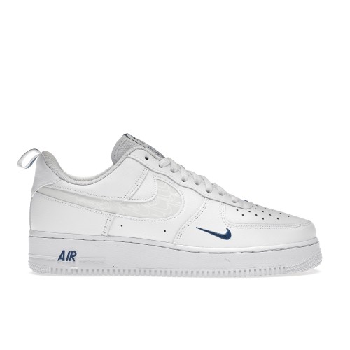 Кроссы Nike Air Force 1 Low Reflective Swoosh White Blue - мужская сетка размеров