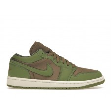 Женские кроссовки Jordan 1 Low SE Brown Kelp Sky J Light Olive (W)