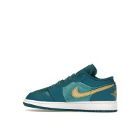 Подростковые Jordan 1 Low SE Geode Teal Metallic Gold (GS)
