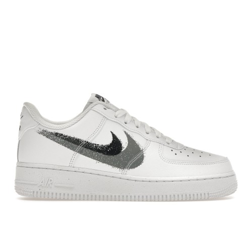 Кроссы Nike Air Force 1 Low 07 Spray Paint Swoosh White Black Grey - мужская сетка размеров