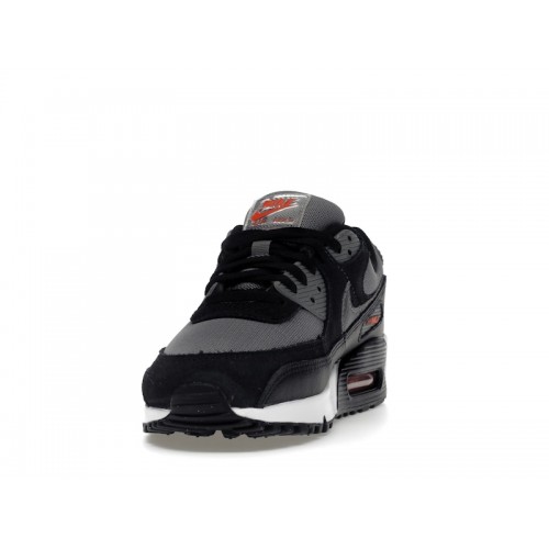 Кроссы Nike Air Max 90 Grey Black Red (2022) - мужская сетка размеров