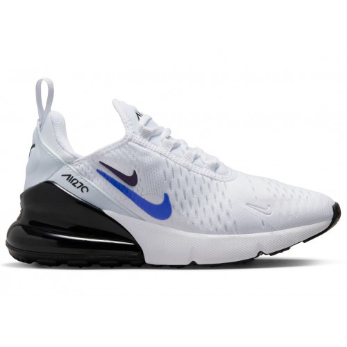 Кроссы Nike Air Max 270 White Black Hyper Royal (GS) - подростковая сетка размеров