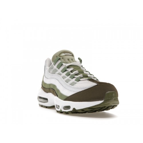 Кроссы Nike Air Max 95 White Medium Olive Oil Green - мужская сетка размеров