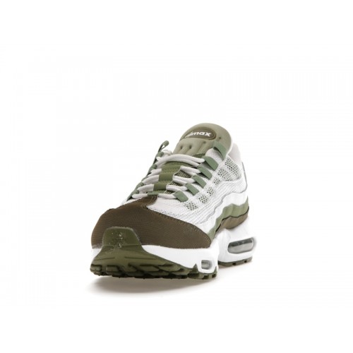 Кроссы Nike Air Max 95 White Medium Olive Oil Green - мужская сетка размеров