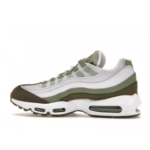 Кроссы Nike Air Max 95 White Medium Olive Oil Green - мужская сетка размеров