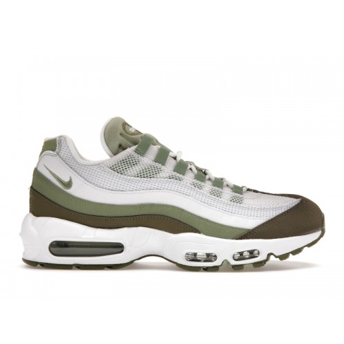 Кроссы Nike Air Max 95 White Medium Olive Oil Green - мужская сетка размеров