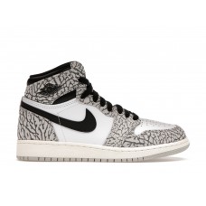 Подростковые кроссовки Jordan 1 Retro High OG White Cement (GS)