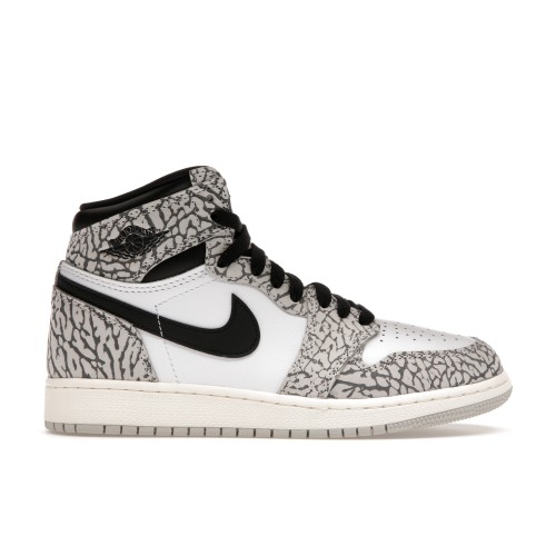 Кроссы Jordan 1 Retro High OG White Cement (GS) - подростковая сетка размеров