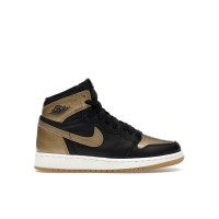 Подростковые кроссовки Jordan 1 Retro High OG Black Metallic Gold (GS)