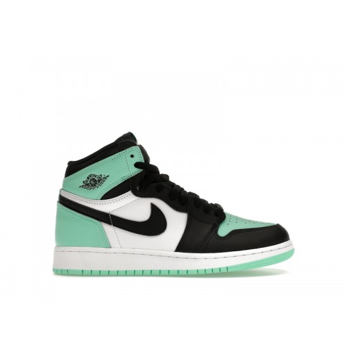 Кроссы Jordan 1 Retro High OG Green Glow (GS) - подростковая сетка размеров