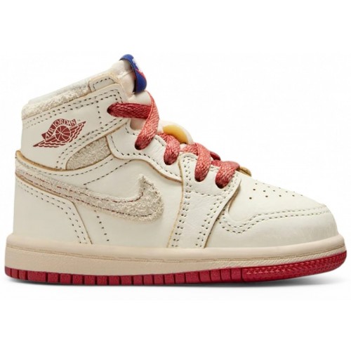 Кроссы Jordan 1 Retro High OG Rare Air Sail Cinnabar (TD) - детская сетка размеров