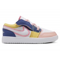 Детские Jordan 1 Low ALT SE White French Blue Topaz Gold Coral Chalk (PS)
