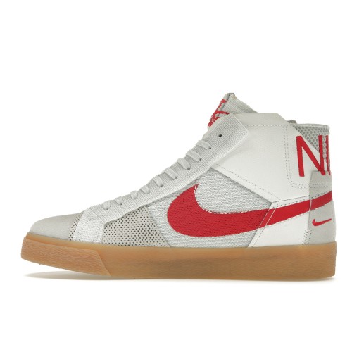 Кроссы Nike SB Zoom Blazer Mid Premium Deconstructed White University Red Gum - мужская сетка размеров