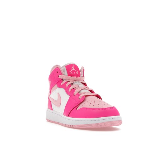 Кроссы Jordan 1 Mid Fierce Pink (GS) - подростковая сетка размеров