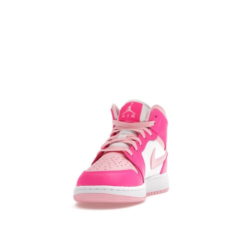 Кроссы Jordan 1 Mid Fierce Pink (GS) - подростковая сетка размеров