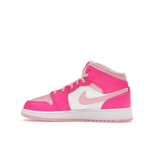 Кроссы Jordan 1 Mid Fierce Pink (GS) - подростковая сетка размеров