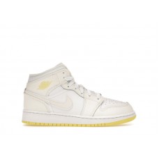 Подростковые Jordan 1 Mid Sail Light Laser Orange (GS)