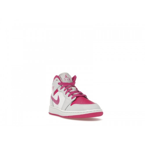 Кроссы Jordan 1 Mid Fire Pink (GS) - подростковая сетка размеров