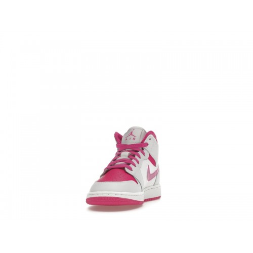 Кроссы Jordan 1 Mid Fire Pink (GS) - подростковая сетка размеров
