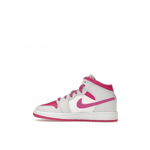 Кроссы Jordan 1 Mid Fire Pink (GS) - подростковая сетка размеров