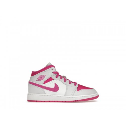 Кроссы Jordan 1 Mid Fire Pink (GS) - подростковая сетка размеров