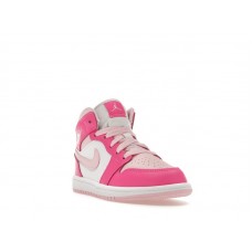 Детские Jordan 1 Mid White Fierce Pink (PS)