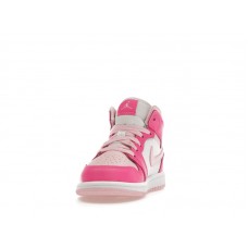 Детские Jordan 1 Mid White Fierce Pink (PS)