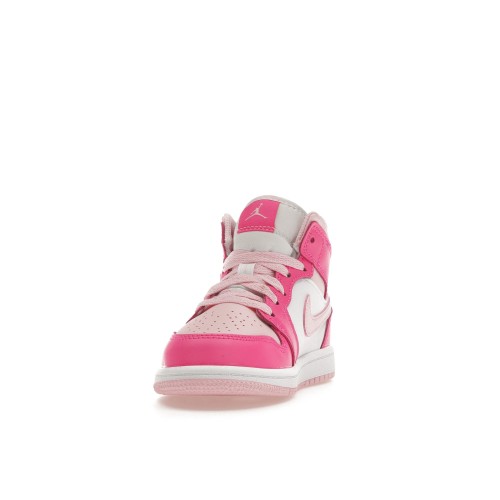 Кроссы Jordan 1 Mid White Fierce Pink (PS) - детская сетка размеров