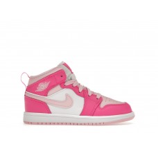 Детские кроссовки Jordan 1 Mid White Fierce Pink (PS)