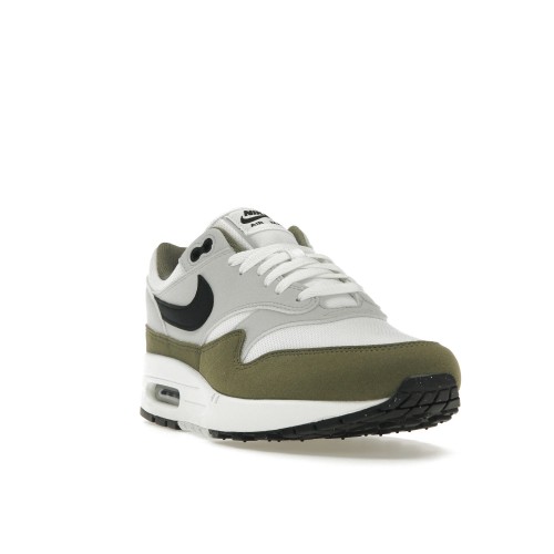 Кроссы Nike Air Max 1 White Black Medium Olive - мужская сетка размеров