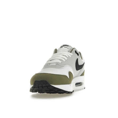 Кроссы Nike Air Max 1 White Black Medium Olive - мужская сетка размеров