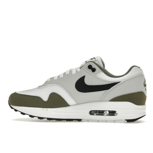 Кроссы Nike Air Max 1 White Black Medium Olive - мужская сетка размеров