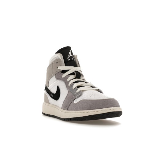 Кроссы Jordan 1 Mid SE Craft White Cement Grey Black (GS) - подростковая сетка размеров