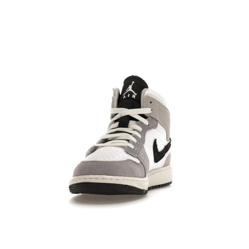 Кроссы Jordan 1 Mid SE Craft White Cement Grey Black (GS) - подростковая сетка размеров