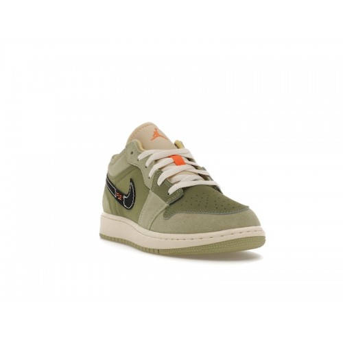 Кроссы Jordan 1 Low SE Sky J Light Olive (GS) - подростковая сетка размеров