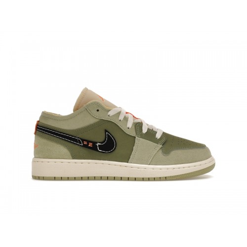 Кроссы Jordan 1 Low SE Sky J Light Olive (GS) - подростковая сетка размеров