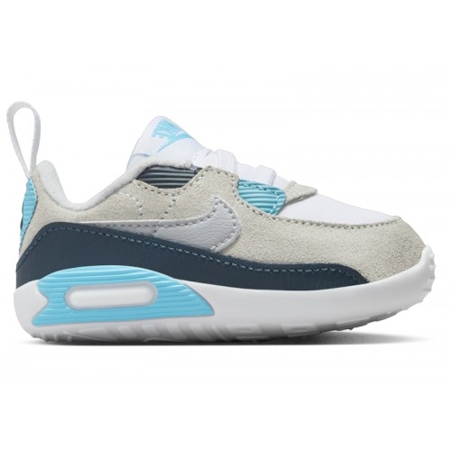 Кроссы Nike Air Max 90 Crib White Baltic Blue Armory Navy Wolf Grey (I) - детская сетка размеров