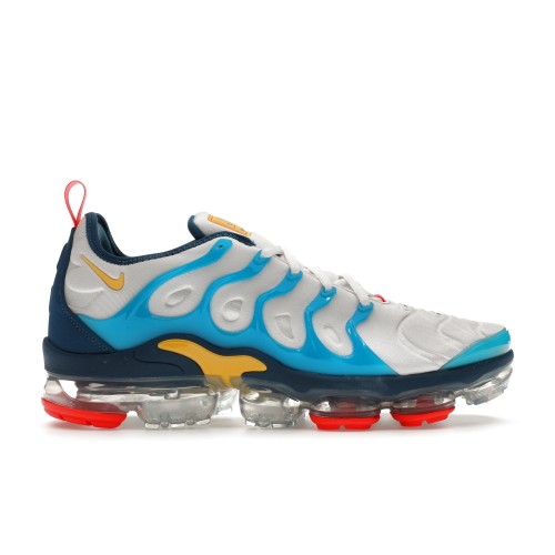 Кроссы Nike Air VaporMax Plus White Citron Pulse Industrial Blue - мужская сетка размеров