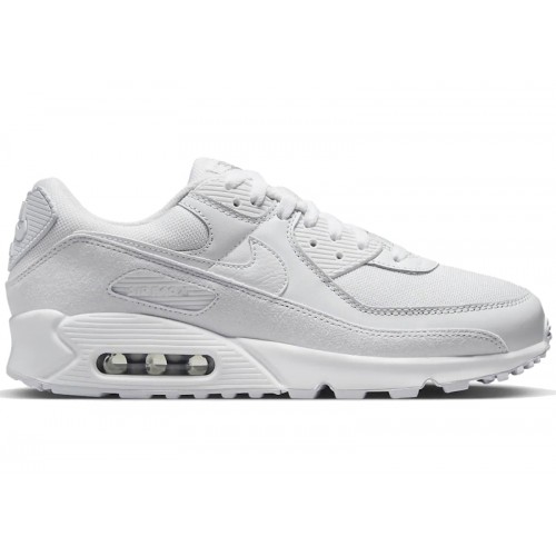 Кроссы Nike Air Max 90 Premium White Metallic Silver (2023) - мужская сетка размеров