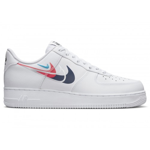 Кроссы Nike Air Force 1 Low 07 Quadruple Swoosh White Navy Crimson - мужская сетка размеров