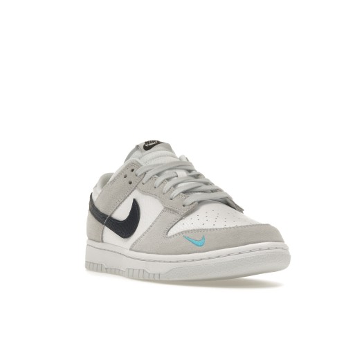 Кроссы Nike Dunk Low White Grey Navy Aqua Mini Swoosh - мужская сетка размеров