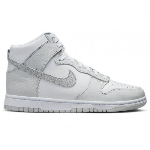 Кроссы Nike Dunk High Silver Glitter Swoosh (W) - женская сетка размеров