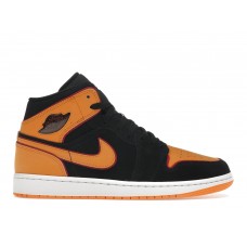 Кроссовки Jordan 1 Mid Fat Tongue Black Orange